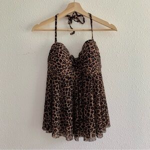 Kona Sol Animal Print Tankini Bandeau Top Medium Beach Summer Vacation